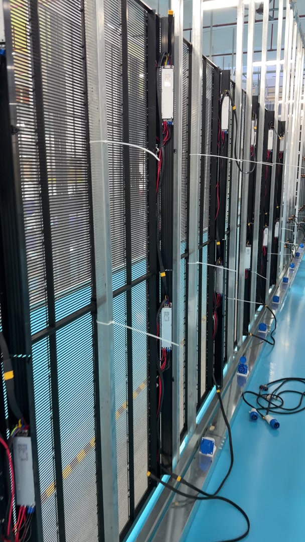 Rear supports and cabling on transparent LED display modules