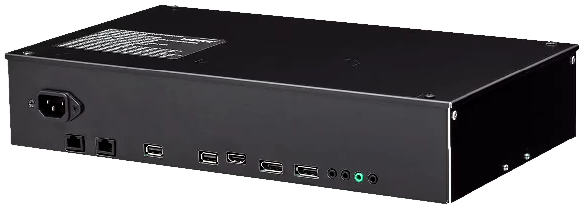 External OLED controller with power, network, USB and video interfaces